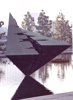 Photo of a monument over water